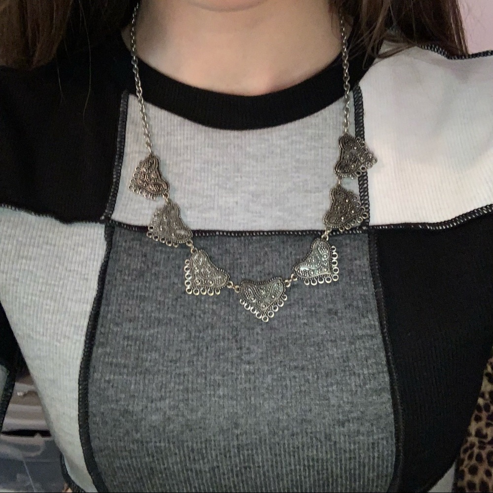 Silver Heart Statement Necklace